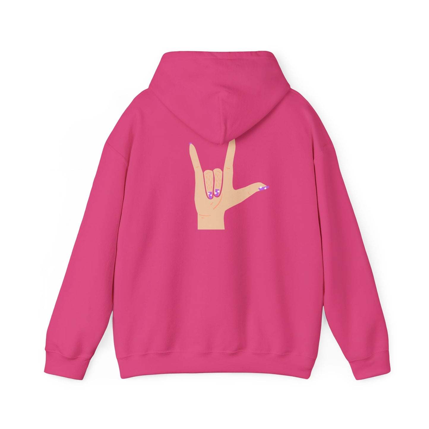 Heavy Blend™ Hooded Sweatshirt - Love Hand Sign Graphic