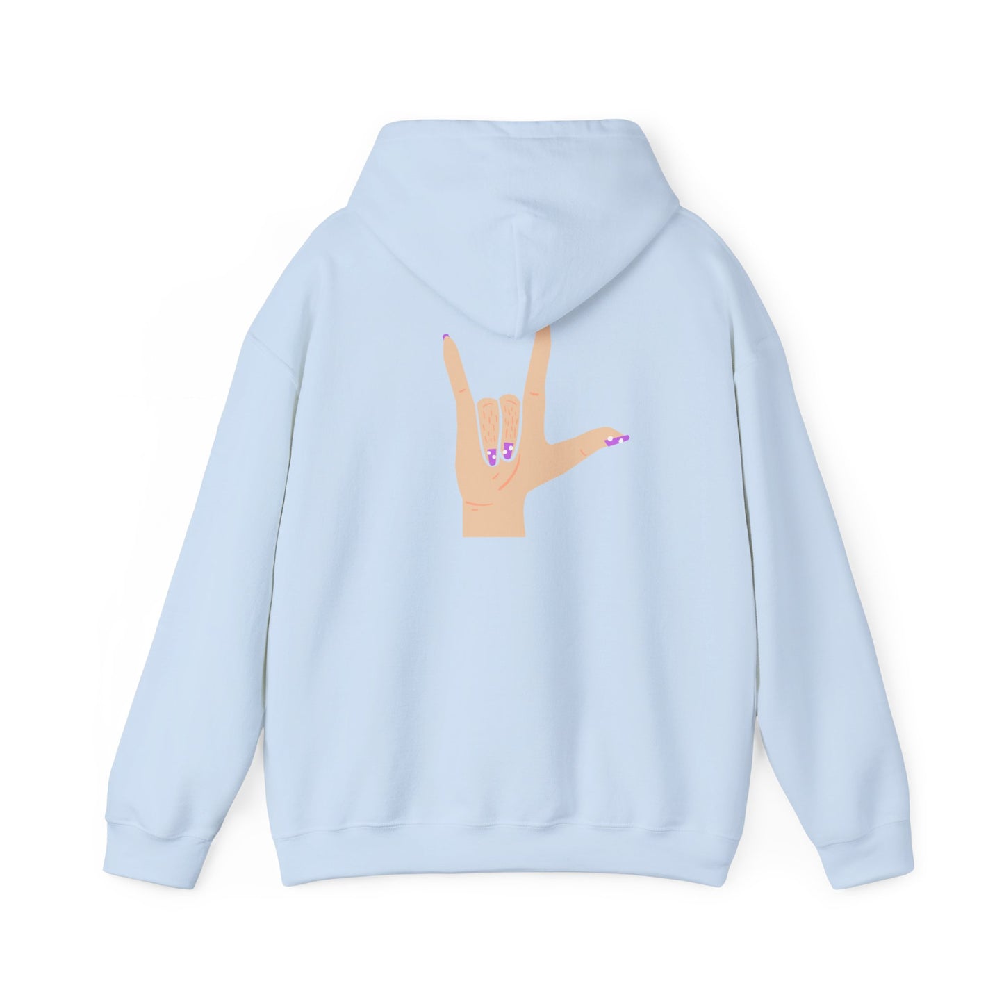 Heavy Blend™ Hooded Sweatshirt - Love Hand Sign Graphic