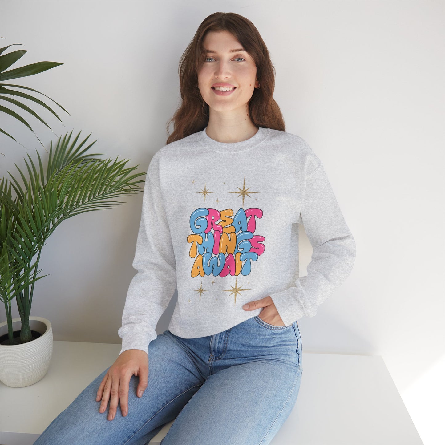 Great Things Await Women's Crewneck Sweatshirt - Cozy and Inspirational Casual Wear