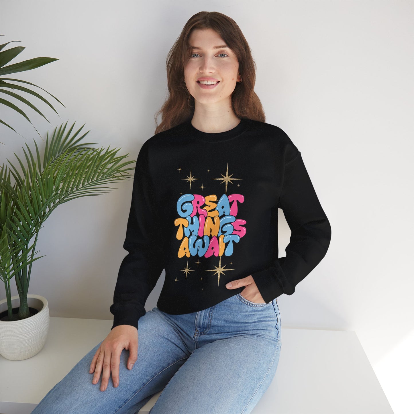 Great Things Await Women's Crewneck Sweatshirt - Cozy and Inspirational Casual Wear