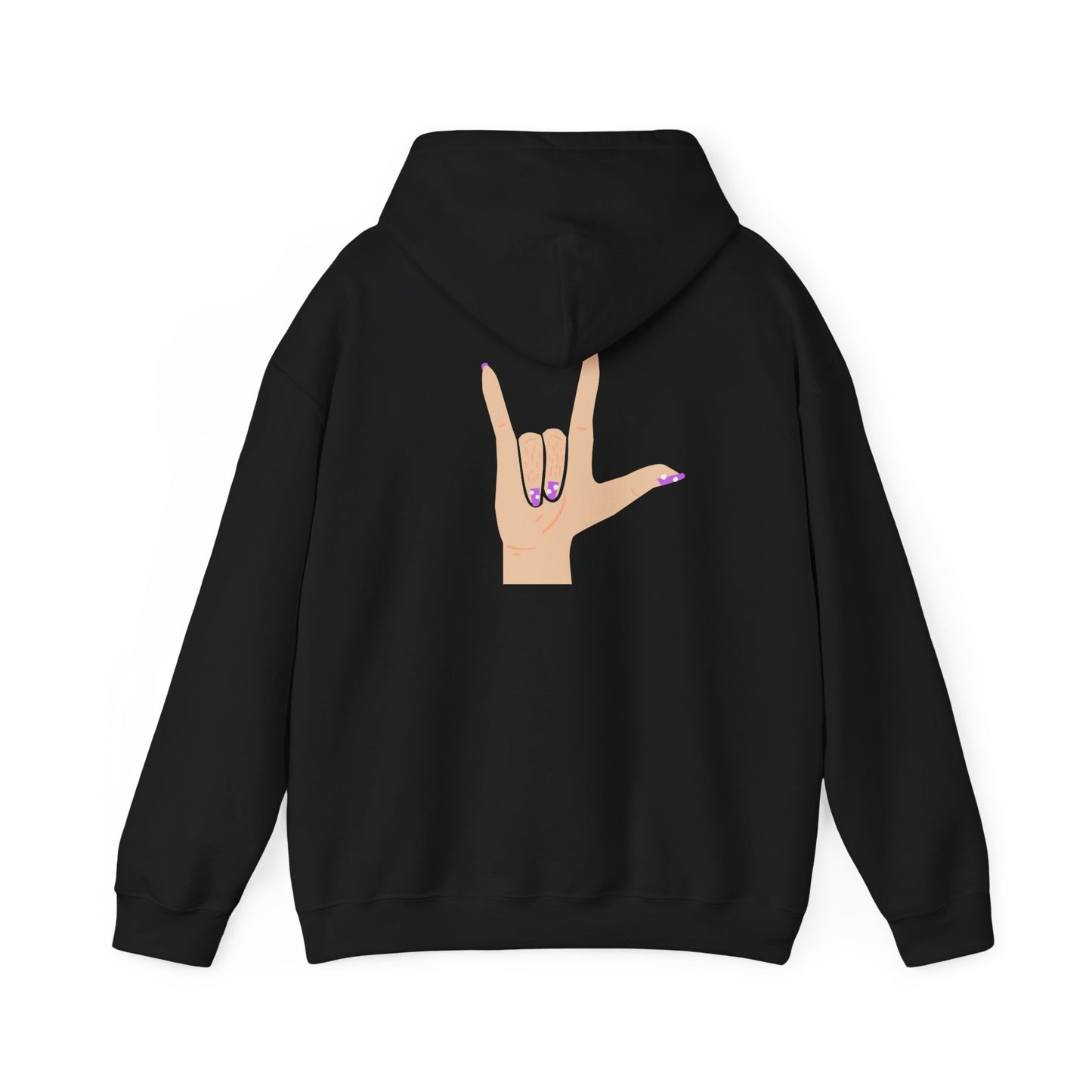 Heavy Blend™ Hooded Sweatshirt - Love Hand Sign Graphic